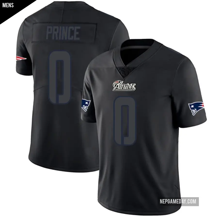 Men's New England Patriots ＃0 Deneric Prince Black Impact Limited Jersey