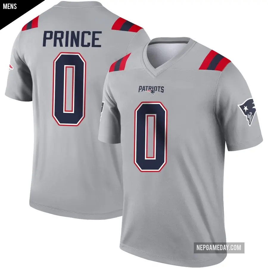 Men's New England Patriots ＃0 Deneric Prince Gray Legend Inverted Jersey