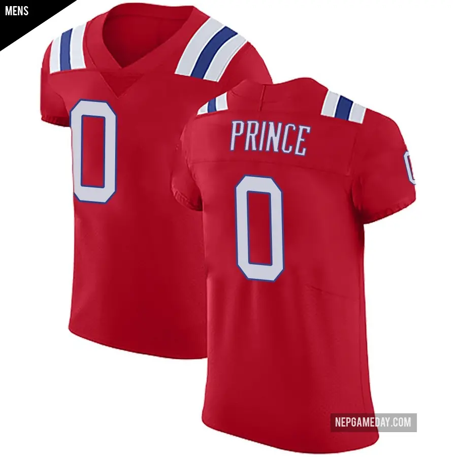 Men's New England Patriots ＃0 Deneric Prince Red Elite Vapor Untouchable Alternate Jersey