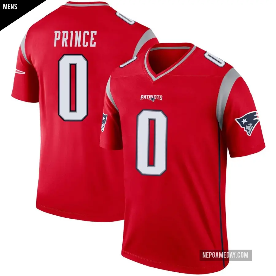 Men's New England Patriots ＃0 Deneric Prince Red Legend Inverted Jersey