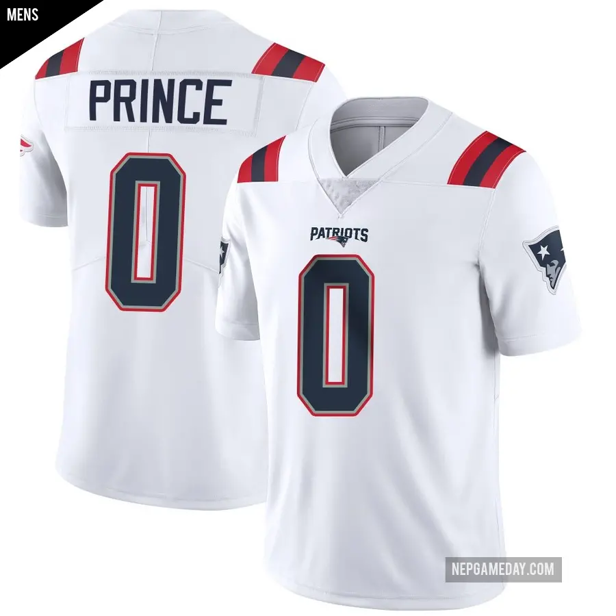 Men's New England Patriots ＃0 Deneric Prince White Limited Vapor Untouchable Jersey