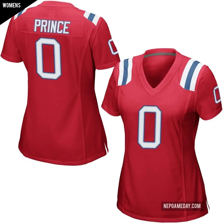 Women's New England Patriots ＃0 Deneric Prince Red Game Alternate Jersey