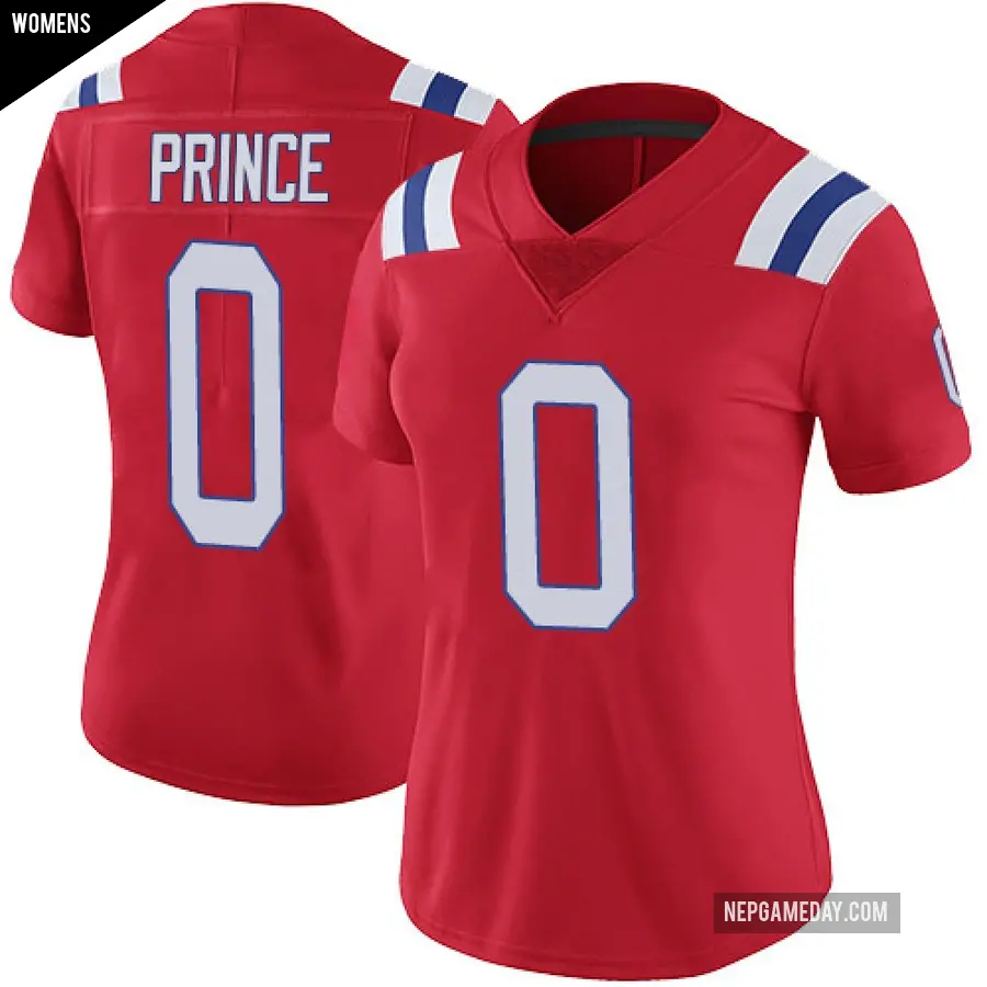 Women's New England Patriots ＃0 Deneric Prince Red Limited Vapor Untouchable Alternate Jersey