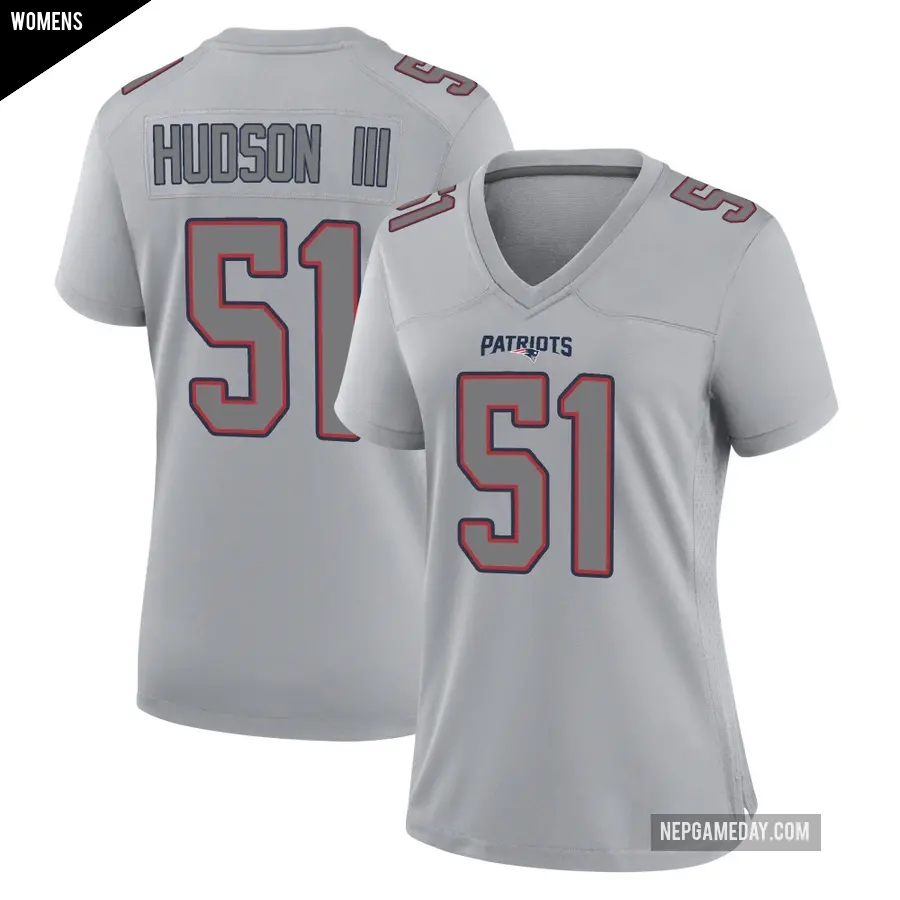 Women's New England Patriots ＃51 James Hudson III Game Silver Atmosphere Fashion Jersey