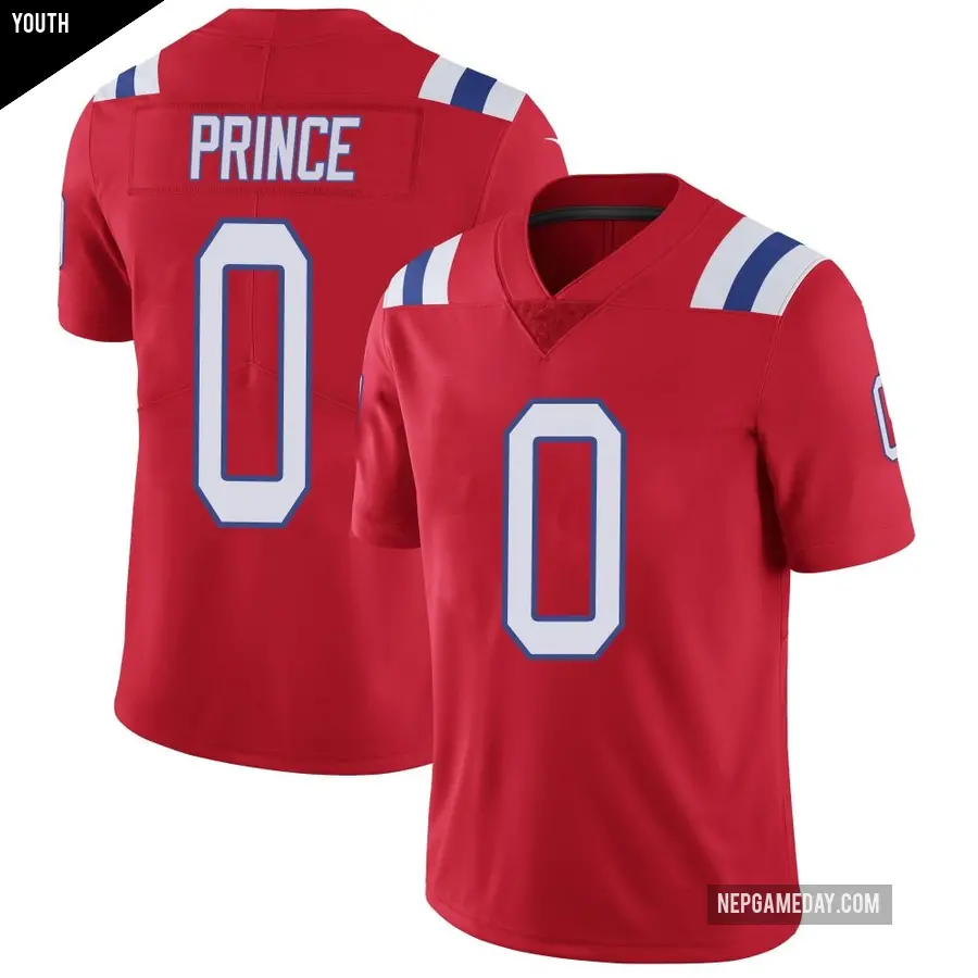 Youth New England Patriots ＃0 Deneric Prince Red Limited Vapor Untouchable Alternate Jersey