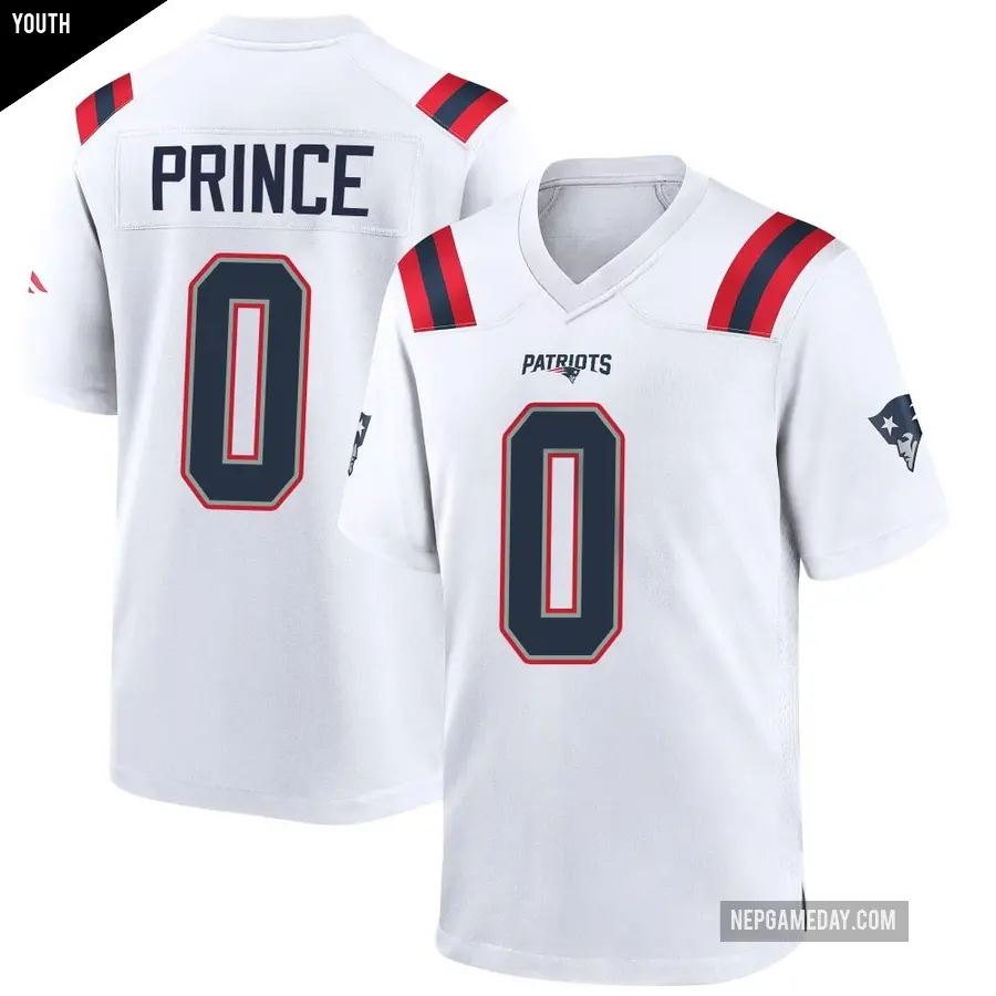 Youth New England Patriots ＃0 Deneric Prince White Game Jersey